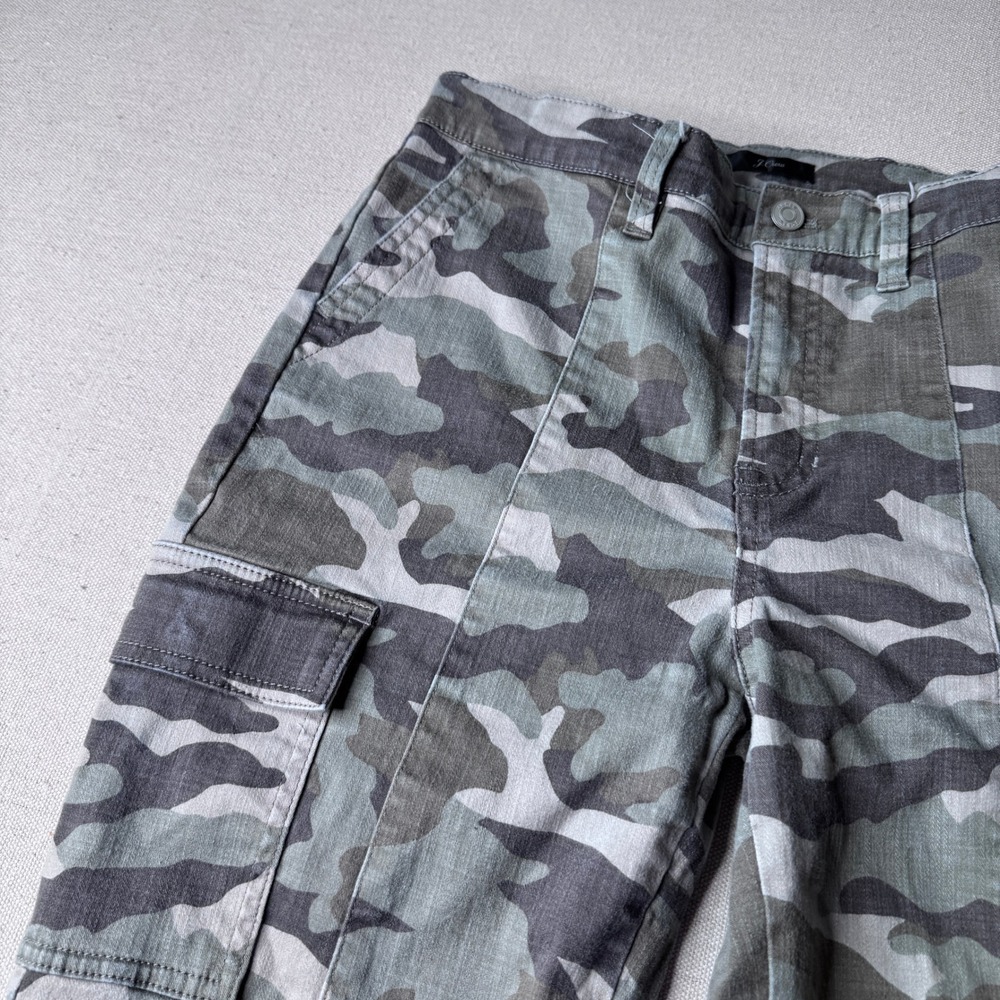 J.Crew Vintage Straight Cargo Pants Green‎ Camo High Rise 29T Camouflage Utility